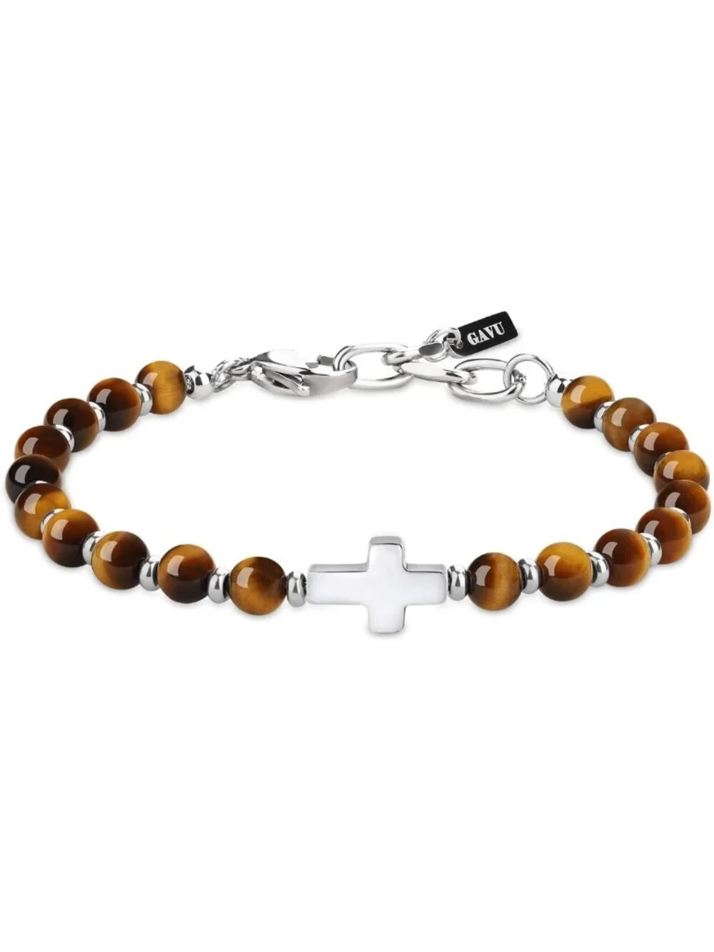 Stylish Men's Beaded Cross Bracelet - Crystal Accents, Perfect Gift for Him